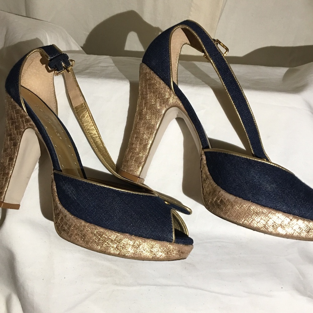 BCBG GIRL SHOE PLATFORM HEEL ANKLE STRAP  SIZE 8